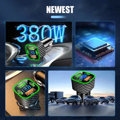 Car Phone Charger - USB C Dual PD 4 in 1 with Voltage Display Super Fast Charge